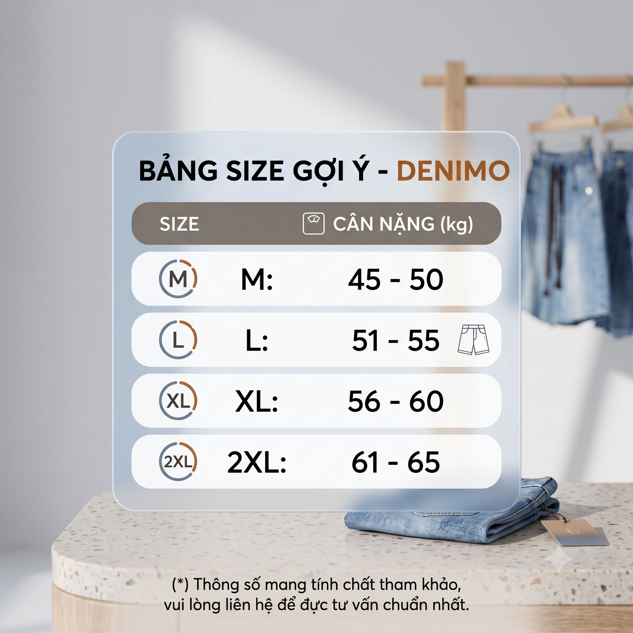 Bảng Size Gợi Ý DENIMO