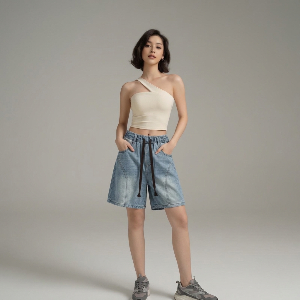 Jorts Cạp Chun Dây Rút